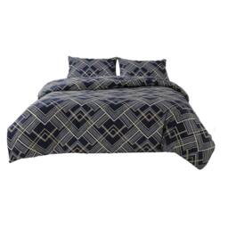 Snug City Geometric Zig Zag Print Duvet Cover Stylish Durable Bedding Set in Grey - Size: King - thumbnail 2