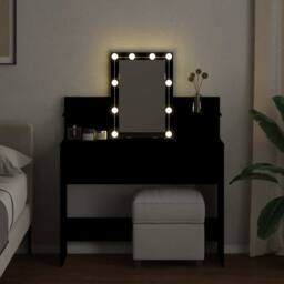 Berkfield Home Beautiful Dressing Table with LED Black 100x40x130 cm - Size: 100 x 40 x 130 cm