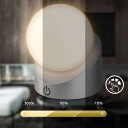 BRILONER Silver Mini LED Desk Light Table Bedside Lamp Cordless Dimmable IP54 - thumbnail 7