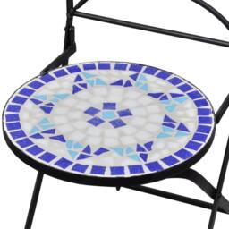 Berkfield Home Decorative 3 Piece Bistro Set Ceramic Tile Blue & White - thumbnail 9