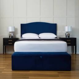 PARADISE BEDS LTD Sweet Dreams Velvet Upholstered Divan Ottoman Double Bed in Dark Blue - thumbnail 1