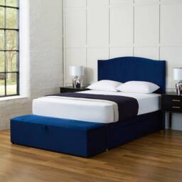 PARADISE BEDS LTD Sweet Dreams Velvet Upholstered Divan Ottoman Double Bed in Dark Blue - thumbnail 4