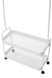 Living and Home Rolling Clothes Hanger Rack Garment Rack with 2 Storage Baskets in White - thumbnail 3