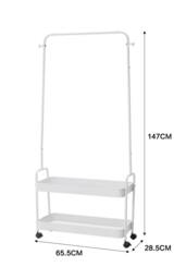 Living and Home Rolling Clothes Hanger Rack Garment Rack with 2 Storage Baskets in White - thumbnail 6