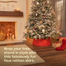 Christmas Village Round Rattan Christmas Tree Skirt - Black in Red - Size: 1 Pack - thumbnail 3