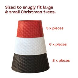 Christmas Village Round Rattan Christmas Tree Skirt - Black in Red - Size: 1 Pack - thumbnail 5