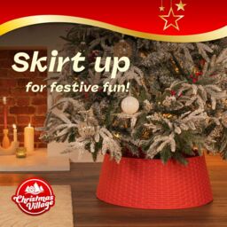 Christmas Village Round Rattan Christmas Tree Skirt - Black in Red - Size: 1 Pack - thumbnail 2