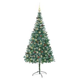 Berkfield Home Artificial Christmas Tree with Stand Green 210 cm PVC & Steel - thumbnail 4