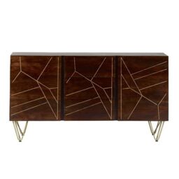Indian Hub Dark Gold Extra Large Sideboard 3 Drawers & 2 Doors - Solid Mango Wood - L40 x W160 x H85 cm in Brown - thumbnail 2
