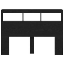 Berkfield Home Headboard Cabinet with LED Black Oak 140x17x102 cm - Size: 140 x 17 x 102 cm - thumbnail 7