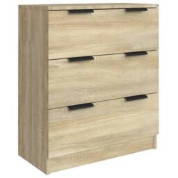Berkfield Home Decorative 3 Piece Sideboards Sonoma Oak Engineered Wood in Light Oak - thumbnail 4