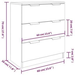 Berkfield Home Decorative 3 Piece Sideboards Sonoma Oak Engineered Wood in Light Oak - thumbnail 6