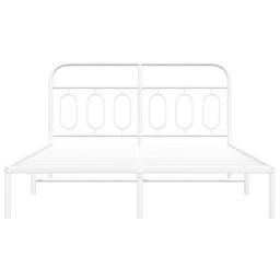 Berkfield Home Metal Bed Frame without Mattress with Headboard White 140x190cm - Size: 140x190 cm - thumbnail 4