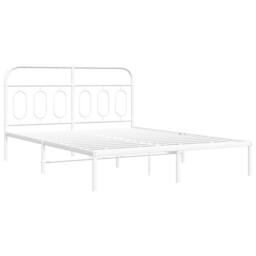 Berkfield Home Metal Bed Frame without Mattress with Headboard White 140x190cm - Size: 140x190 cm - thumbnail 3