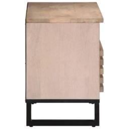 Berkfield Home TV Cabinet 80x34x46 cm Solid Wood Mango in Grey - Size: 80 x 34 x 46 cm - thumbnail 4