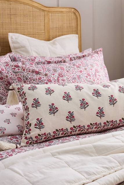 CHRISTY 'Newstead' Mulberry Reversible Filled Cotton Lumbar Cushion in Cream - image 1