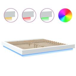 Berkfield Home Durable Bed Frame with LED Lights without Mattress White 200x200cm - Size: 200x200 cm - thumbnail 8