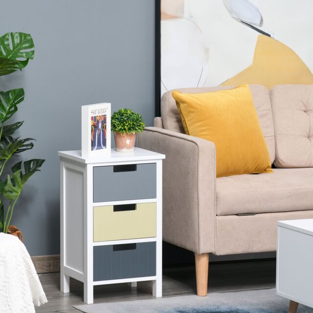 HOMCOM 3 Drawer Colourful Storage Cabinet Tower Dresser Chest - image 1