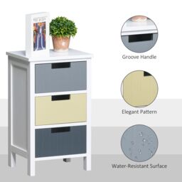 HOMCOM 3 Drawer Colourful Storage Cabinet Tower Dresser Chest - thumbnail 5