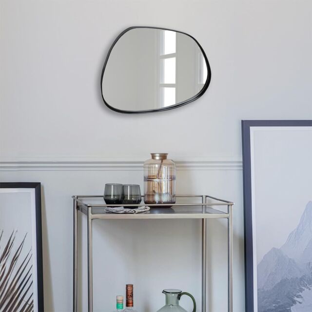 Agenzia 14 Modern Small Black Pebble Metal Wall Mirror 28 x 36cm - Size: 28 x 36 cm - image 1