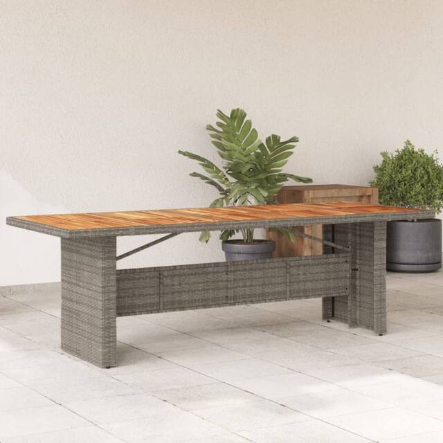 Berkfield Home Garden Table with Acacia Wood Top Grey 240x90x75 cm Poly Rattan - Size: 240 x 90 x 75 cm - image 1