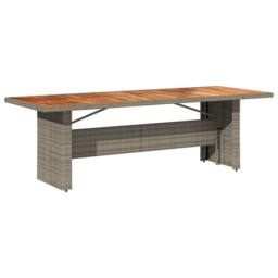 Berkfield Home Garden Table with Acacia Wood Top Grey 240x90x75 cm Poly Rattan - Size: 240 x 90 x 75 cm - thumbnail 6
