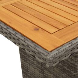 Berkfield Home Garden Table with Acacia Wood Top Grey 240x90x75 cm Poly Rattan - Size: 240 x 90 x 75 cm - thumbnail 9