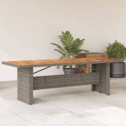 Berkfield Home Garden Table with Acacia Wood Top Grey 240x90x75 cm Poly Rattan - Size: 240 x 90 x 75 cm - thumbnail 1