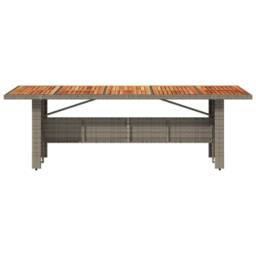 Berkfield Home Garden Table with Acacia Wood Top Grey 240x90x75 cm Poly Rattan - Size: 240 x 90 x 75 cm - thumbnail 4