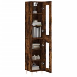 Berkfield Home Highboard Smoked Oak 34.5x34x180 cm Engineered Wood in Brown - thumbnail 3