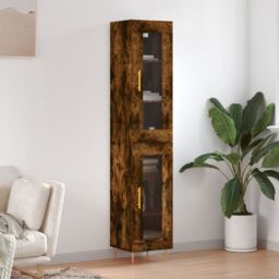 Berkfield Home Highboard Smoked Oak 34.5x34x180 cm Engineered Wood in Brown - thumbnail 1