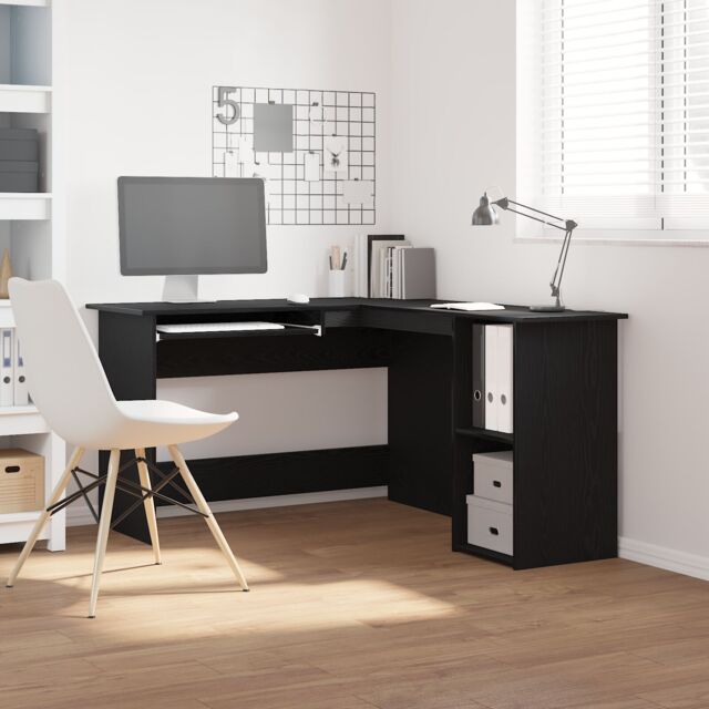 Berkfield Home Black Oak Desk 120x140x75 cm Made from Engineered Wood - Size: 120 x 140 x 75 cm - image 1