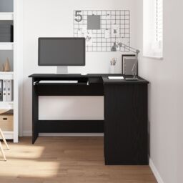 Berkfield Home Black Oak Desk 120x140x75 cm Made from Engineered Wood - Size: 120 x 140 x 75 cm - thumbnail 4