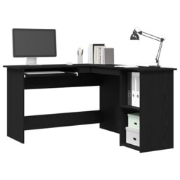 Berkfield Home Black Oak Desk 120x140x75 cm Made from Engineered Wood - Size: 120 x 140 x 75 cm - thumbnail 3