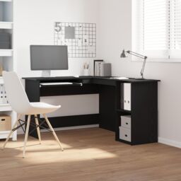 Berkfield Home Black Oak Desk 120x140x75 cm Made from Engineered Wood - Size: 120 x 140 x 75 cm - thumbnail 1