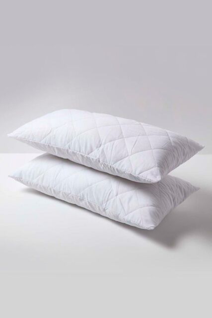 Homescapes King Size Quilted Pillow Protector, Pack of 2 in White - image 1