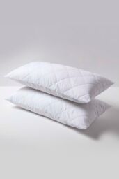 Homescapes King Size Quilted Pillow Protector, Pack of 2 in White - thumbnail 1