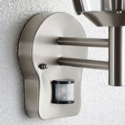 Loops IP44 Outdoor Wall Lamp Brushed Steel Modern PIR Lantern Porch Curved Move Light in Metallics - thumbnail 4