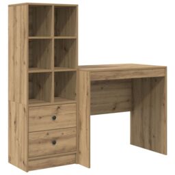 Berkfield Home Desk with Storage Artisan Oak Engineered Wood in Blue - thumbnail 2