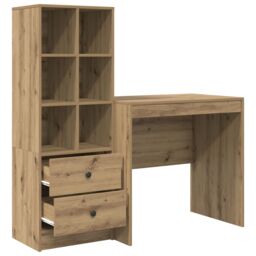 Berkfield Home Desk with Storage Artisan Oak Engineered Wood in Blue - thumbnail 6
