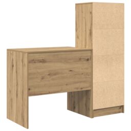 Berkfield Home Desk with Storage Artisan Oak Engineered Wood in Blue - thumbnail 8