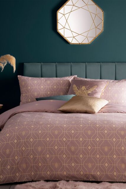 Furn Bee Deco Geometric Reversible Duvet Cover Set in Light Pink - Size: King - image 1