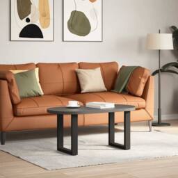 Berkfield Home Coffee Table Legs U-Shaped 2 pcs Black 28x(42-43) cm Steel - thumbnail 1