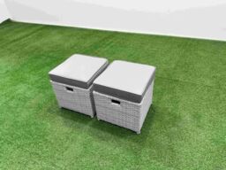 Fimous 7 PCs Rising Dining Table Set Rattan Furniture Set with 3 Seater Sofa in Light Grey - thumbnail 5