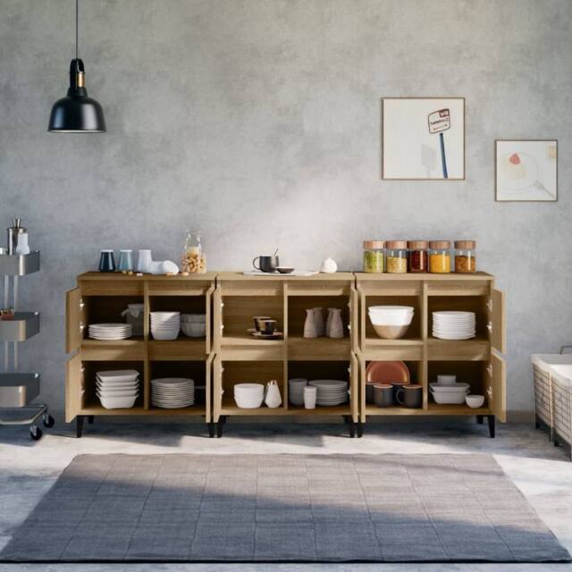 Berkfield Home Sideboards 3 pcs Sonoma Oak 60x35x70 cm Engineered Wood in Light Tan - Size: 60 x 35 x 70 cm - image 1