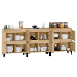 Berkfield Home Sideboards 3 pcs Sonoma Oak 60x35x70 cm Engineered Wood in Light Tan - Size: 60 x 35 x 70 cm - thumbnail 5