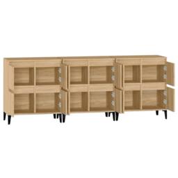 Berkfield Home Sideboards 3 pcs Sonoma Oak 60x35x70 cm Engineered Wood in Light Tan - Size: 60 x 35 x 70 cm - thumbnail 7