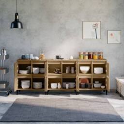 Berkfield Home Sideboards 3 pcs Sonoma Oak 60x35x70 cm Engineered Wood in Light Tan - Size: 60 x 35 x 70 cm
