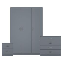 Home Discount Vida Designs Riano 3Pc Bedroom Set - 2 Drawer Bedside, 3 Door Wardrobe in Grey - thumbnail 8