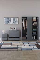 Home Discount Vida Designs Riano 3Pc Bedroom Set - 2 Drawer Bedside, 3 Door Wardrobe in Grey - thumbnail 3